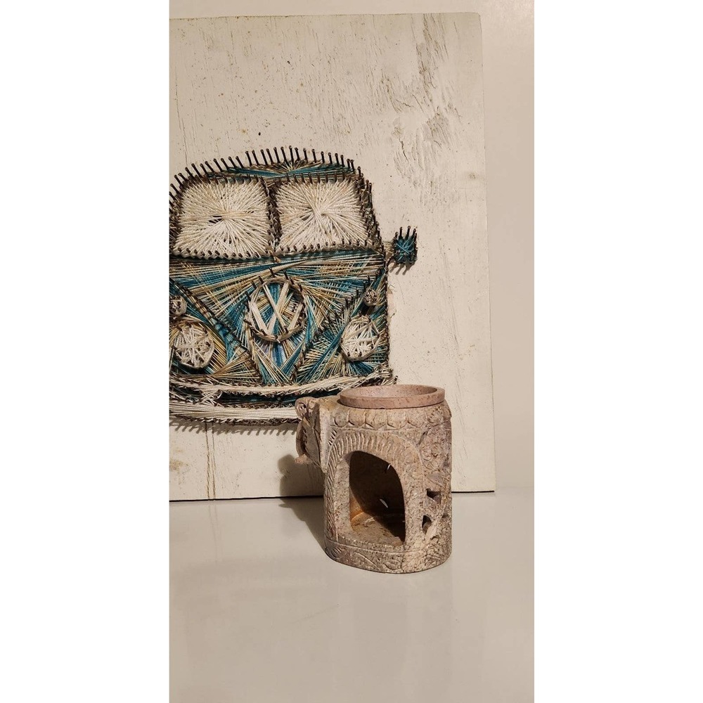 Elephant wax melt candle holder oil burner solid stone bohemian boho carved - Picture 10 of 12